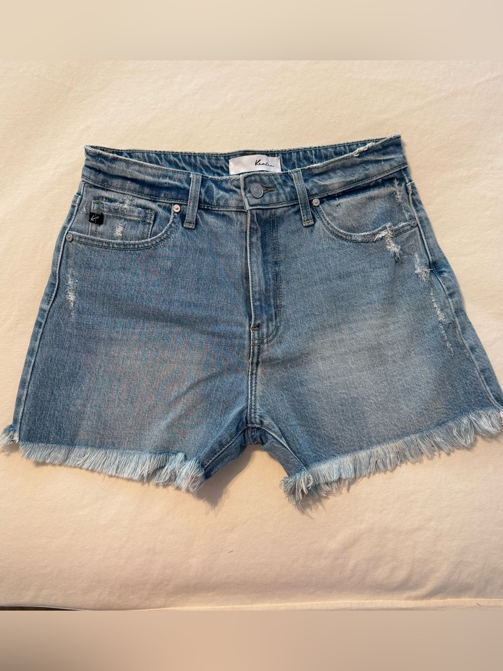 KanCan Light Blue Distressed Frayed Hem Denim Shorts